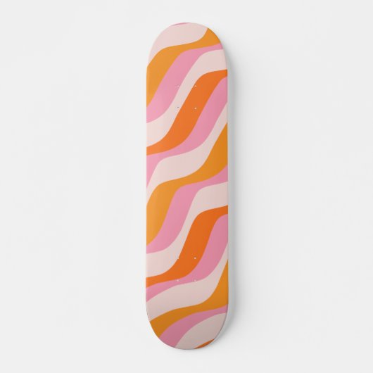 Rainbow Swirl Roze Oranje Abstract Retro Sunshine Persoonlijk Skateboard (Voorkant)