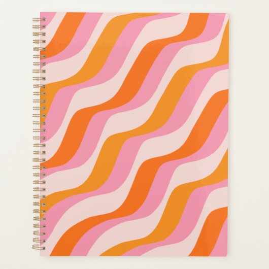 Rainbow Swirl Roze Oranje Abstract Retro Sunshine Planner (Voorkant)