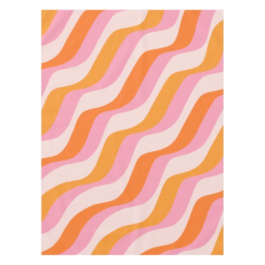 Rainbow Swirl Roze Oranje Abstract Retro Sunshine Tafelkleed (Voorkant)