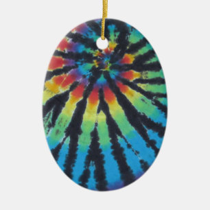 Rainbow Swirl Spiral Tie Dye PhatDyes Keramisch Ornament