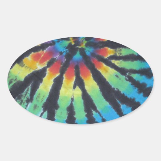 Rainbow Swirl Spiral Tie Dye PhatDyes Ovale Sticker (Voorkant)