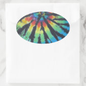 Rainbow Swirl Spiral Tie Dye PhatDyes Ovale Sticker (Tas)