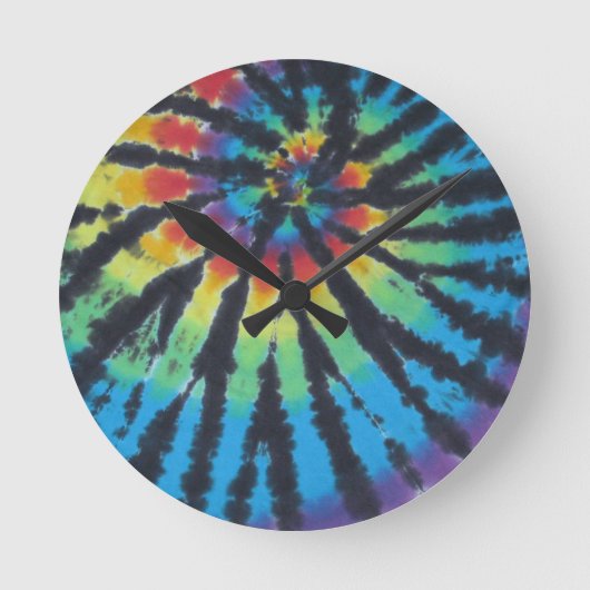 Rainbow Swirl Spiral Tie Dye PhatDyes Ronde Klok (Voorkant)