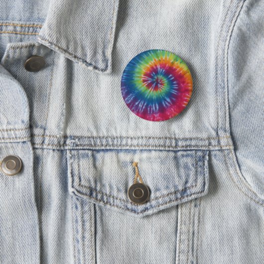 Rainbow Swirl Tie Dye Flair Button (In situ)