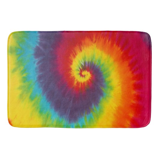 Rainbow Swirl Tie Dye Groovy Cool Colorful Badmat (Voorkant)