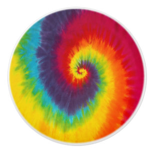 Rainbow Swirl Tie Dye Groovy Cool Colorful Keramische Knop