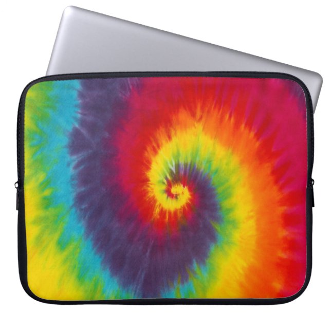 Rainbow Swirl Tie Dye Groovy Cool Colorful Laptop Sleeve (Voorkant)