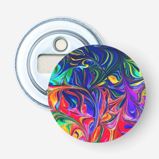 Rainbow Swirl Trippy Glow Stick Button Flesopener (Voorkant)