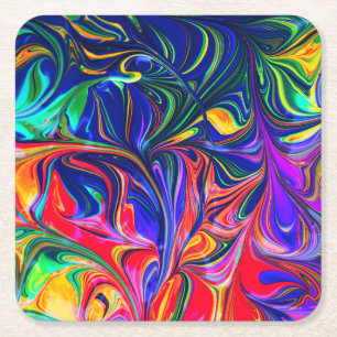 Rainbow Swirl Trippy Glow Stick Kartonnen Onderzetters