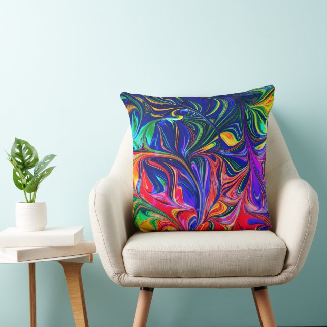 Rainbow Swirl Trippy Glow Stick Kussen (Stoel)