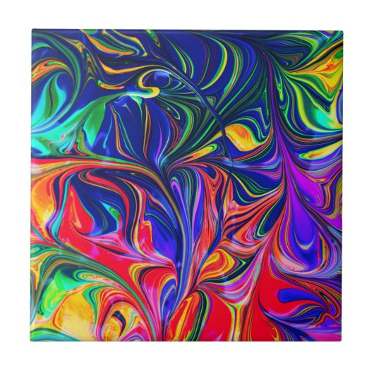Rainbow Swirl Trippy Glow Stick Tegeltje (Voorkant)