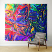 Rainbow Swirl Trippy Glow Stick Wandkleed (In Situ (horizontaal))