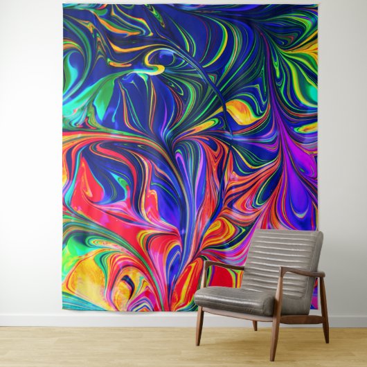 Rainbow Swirl Trippy Glow Stick Wandkleed (In situ)