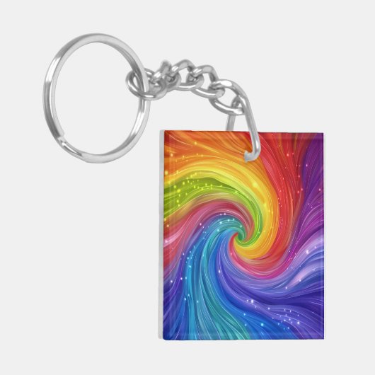 Rainbow Swirls Digitale Kunst Sleutelhanger (Voorkant Links)