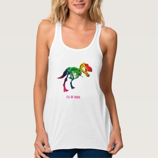 Rainbow T rex Funny Fossil met Jouw naam Tanktop (Voorkant)