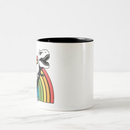 Rainbow T Rex Tweekleurige Koffiemok (Center)