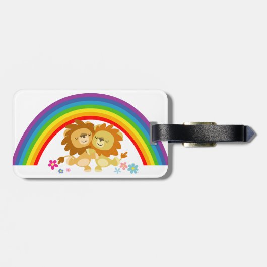 Rainbow Tango-Cute Cartoon Lions Bagagelabel (Achterkant horizontaal)