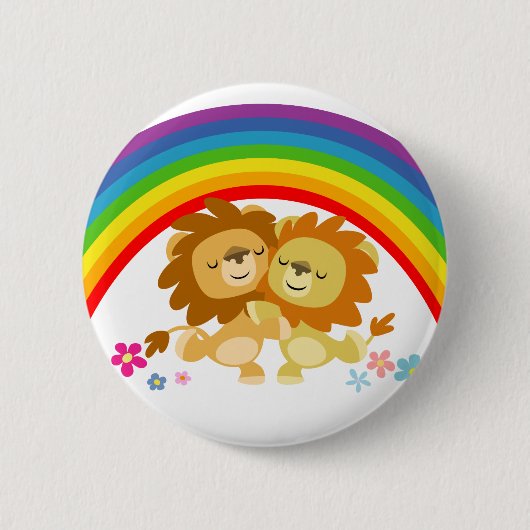 Rainbow Tango-Cute Cartoon Lions Button Badge (Voorkant)