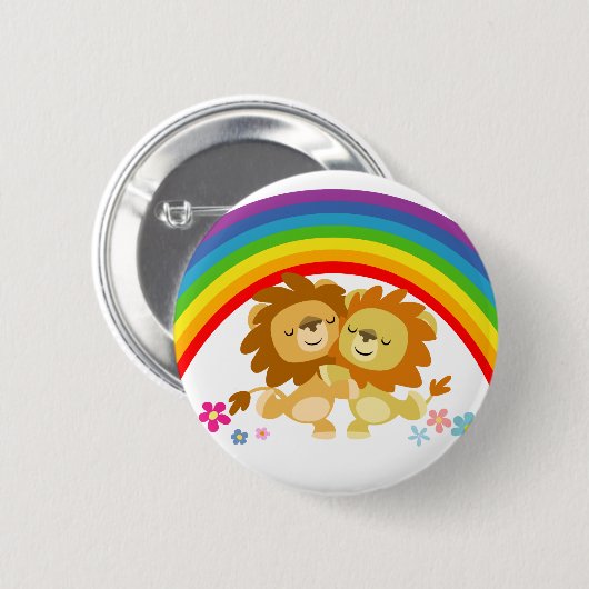 Rainbow Tango-Cute Cartoon Lions Button Badge (Voorkant /achterkant)