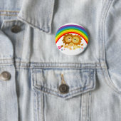 Rainbow Tango-Cute Cartoon Lions Button Badge (In situ)