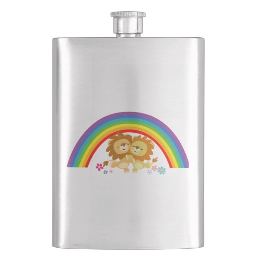 Rainbow Tango-Cute Cartoon Lions Classic Flask Heupfles (Voorkant)