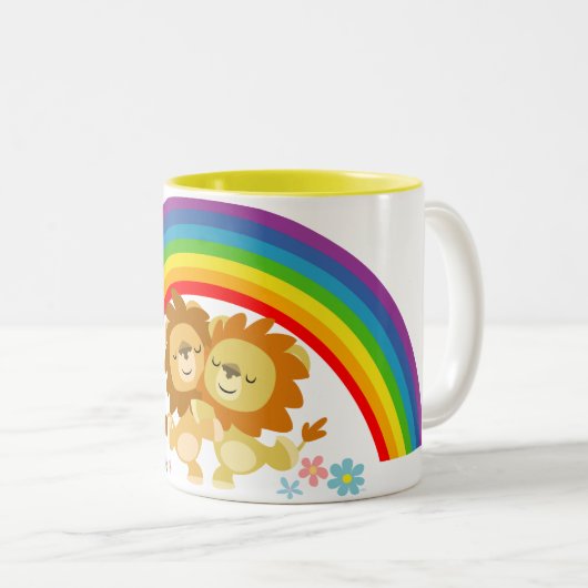 Rainbow Tango-Cute Cartoon Lions Mok (Voorkant rechts)