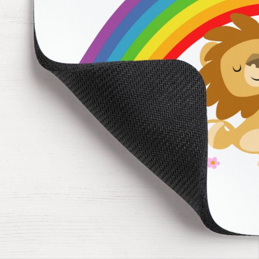 Rainbow Tango-Cute Cartoon Lions Mousepad Muismat (Hoek)