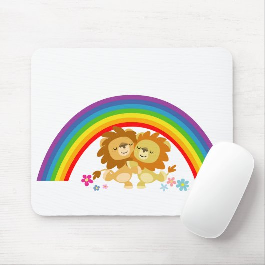 Rainbow Tango-Cute Cartoon Lions Mousepad Muismat (Met muis)