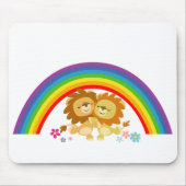 Rainbow Tango-Cute Cartoon Lions Mousepad Muismat (Voorkant)