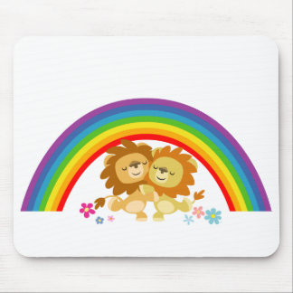 Rainbow Tango-Cute Cartoon Lions Mousepad Muismat