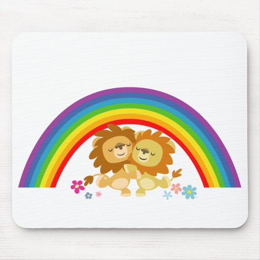 Rainbow Tango-Cute Cartoon Lions Mousepad Muismat (Voorkant)