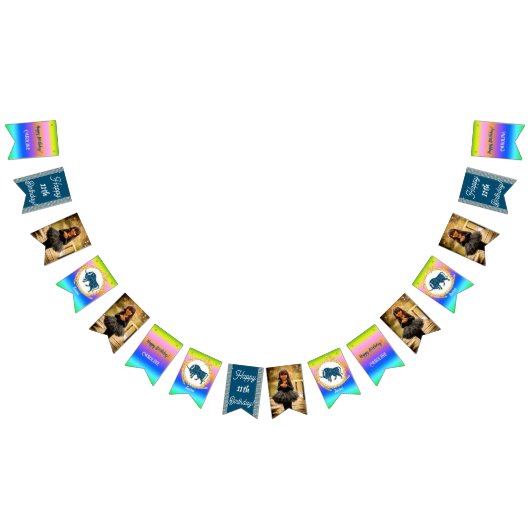 Rainbow Taurus Glitter Verjaardagsfeest Vlaggetjes (Alle)