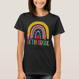 Rainbow Teach Love Inspire 5th Grade Teacher Back T-shirt