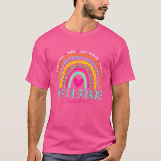Rainbow Teach Love Inspire 5th Grade terug naar Sc T-shirt