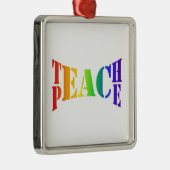 Rainbow Teach Peace Metalen Ornament (Rechts)