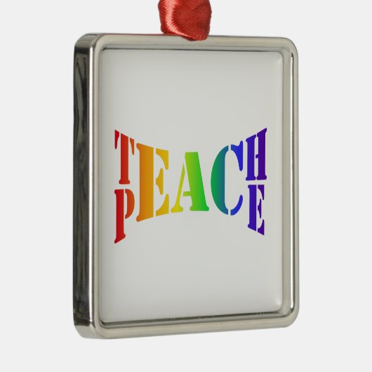 Rainbow Teach Peace Metalen Ornament (Rechts)