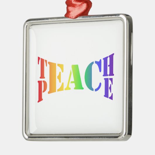 Rainbow Teach Peace Metalen Ornament (Links)