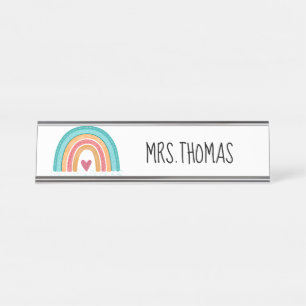 Rainbow Teacher Desk naamplaat – Aangepaste naambo