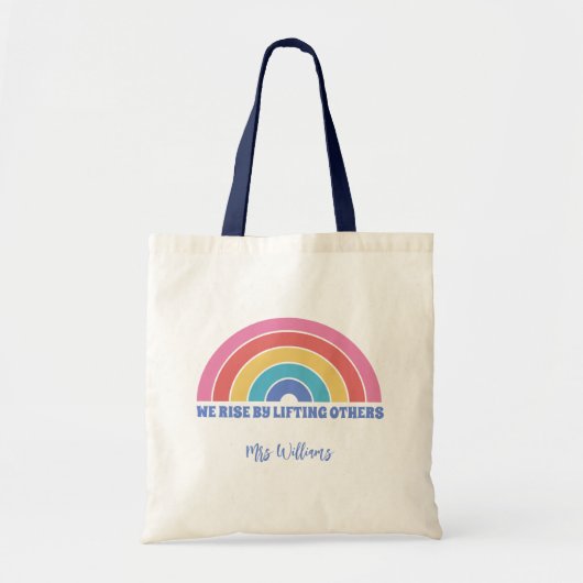 Rainbow Teacher Inspirerend Quote Aangepaste Naam Tote Bag (Voorkant)