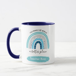 Rainbow Teacher Mokken Boho Blue gepersonaliseerd