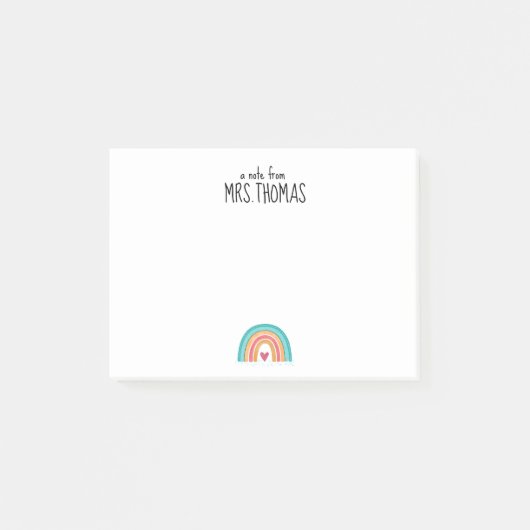 Rainbow Teacher Note Pad – Aangepast lerarengesche (Voorkant)