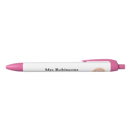 Rainbow Teacher Pens Personalized Boho Pink Modern Zwarte Inkt Pen (Bovenkant)