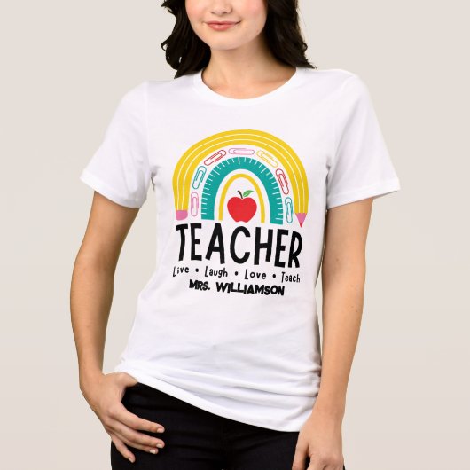 Rainbow Teacher schoolbenodigdheden Tri-Blend Shirt (Voorkant)