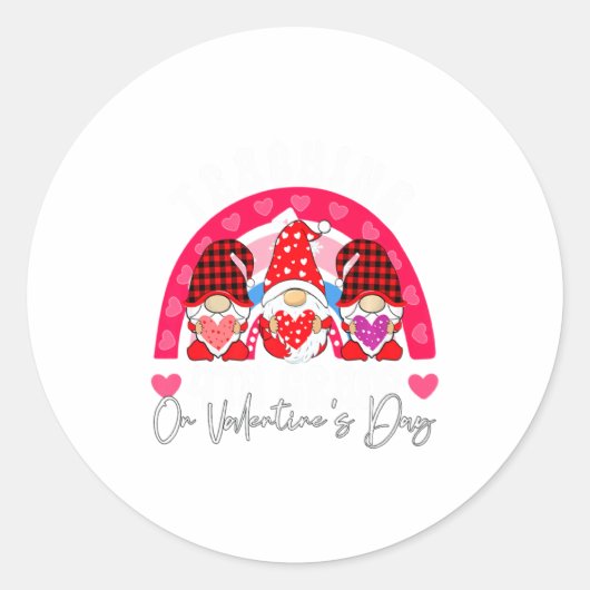 Rainbow Teaching 4th Grade On Valentines Day Teac  Ronde Sticker (Voorkant)