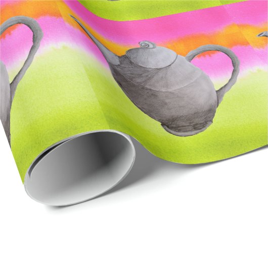 Rainbow Teapot arty tea party Cadeaupapier (Rol Hoek)