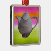 Rainbow Teapot arty tea party Metalen Ornament (Rechts)