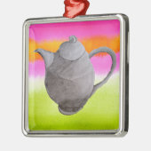 Rainbow Teapot arty tea party Metalen Ornament (Links)