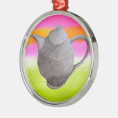 Rainbow Teapot arty tea party Metalen Ornament (Links)