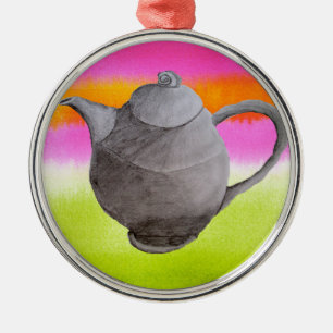Rainbow Teapot arty tea party Metalen Ornament
