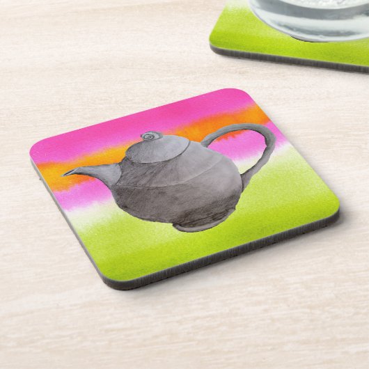 Rainbow Teapot arty tea party Onderzetter (Linkerzijde)